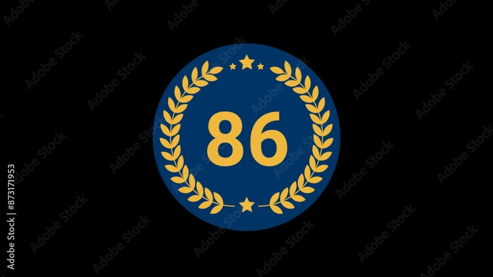 86 Number laurel wreath badge animation 86 Number laurel wreath badge animation
