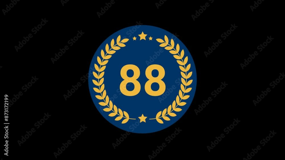 88 Number laurel wreath badge animation 88 Number laurel wreath badge animation