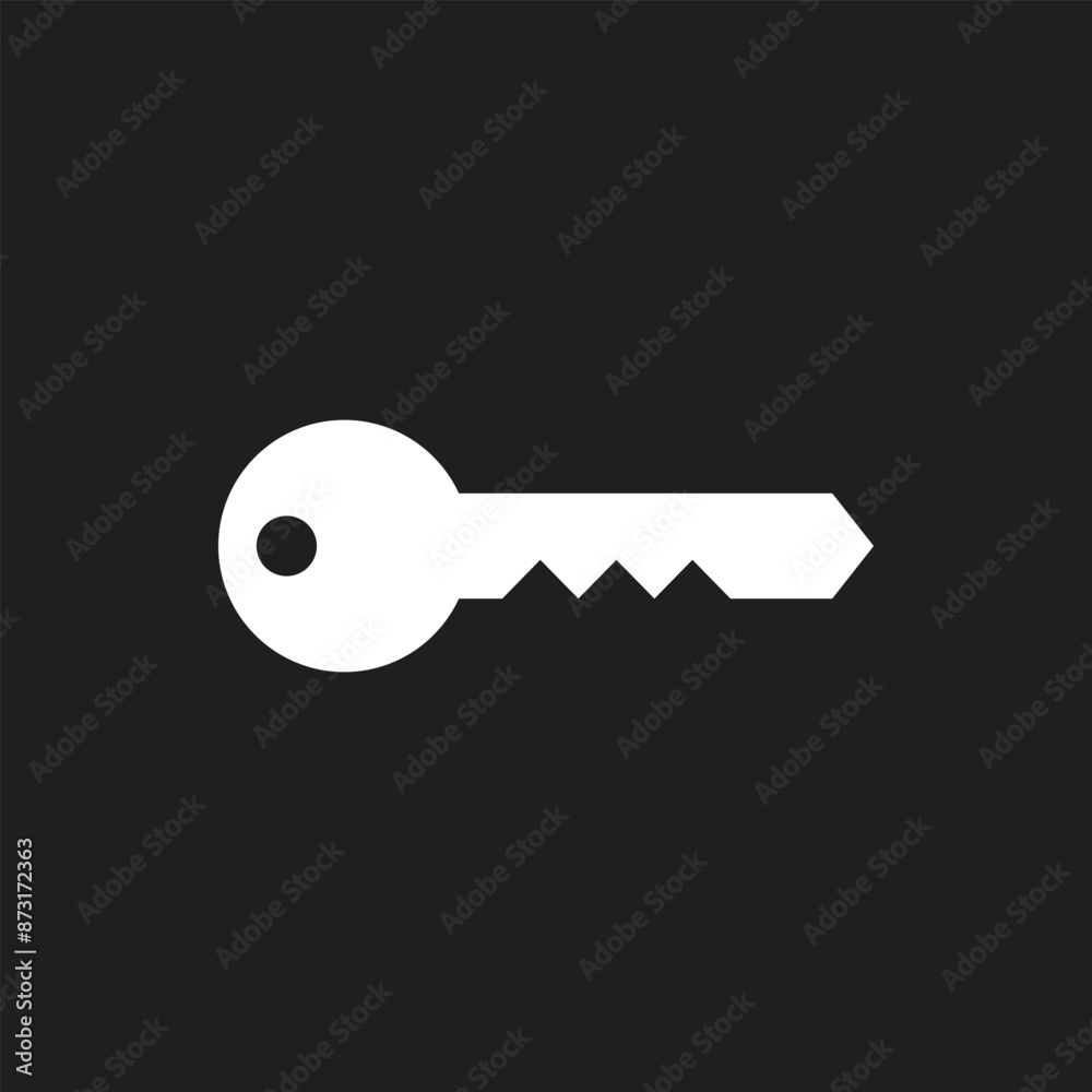 Rounded white key on black background. Rounded white key on black background.