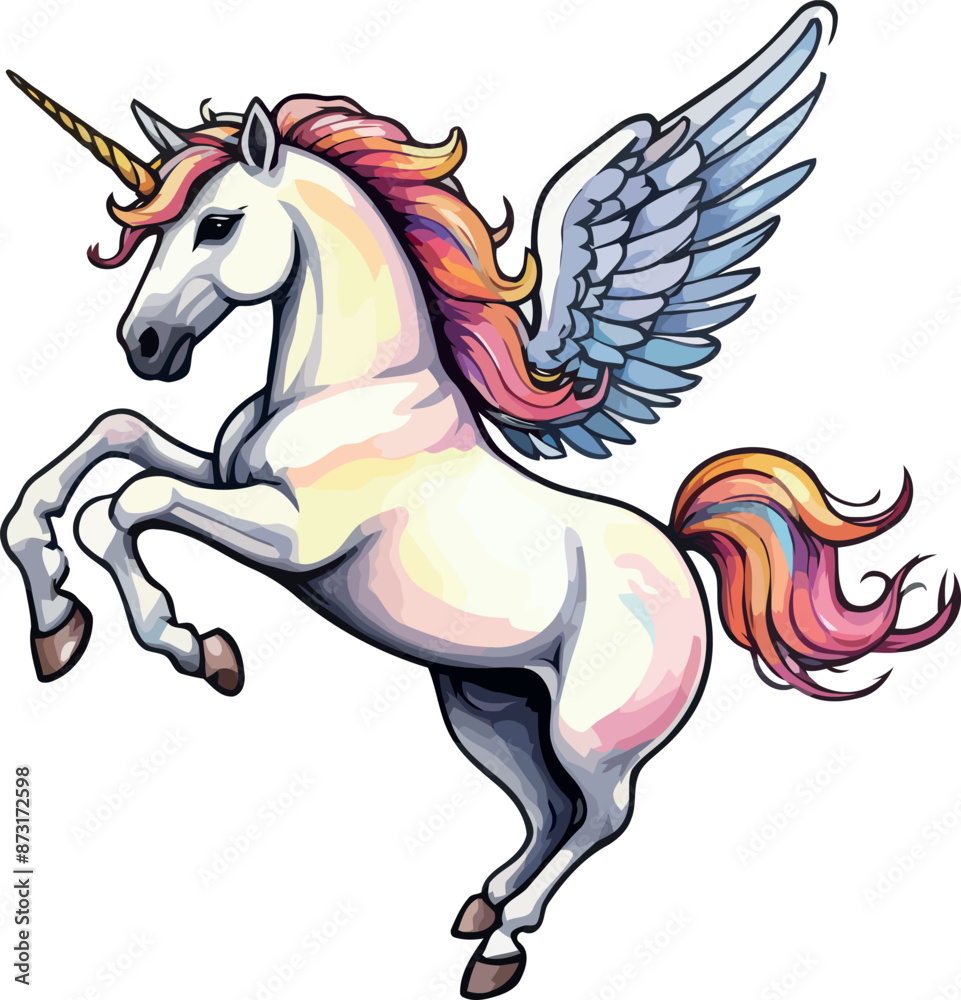 Cute Unicorn with wings Vector Cartoon illustration