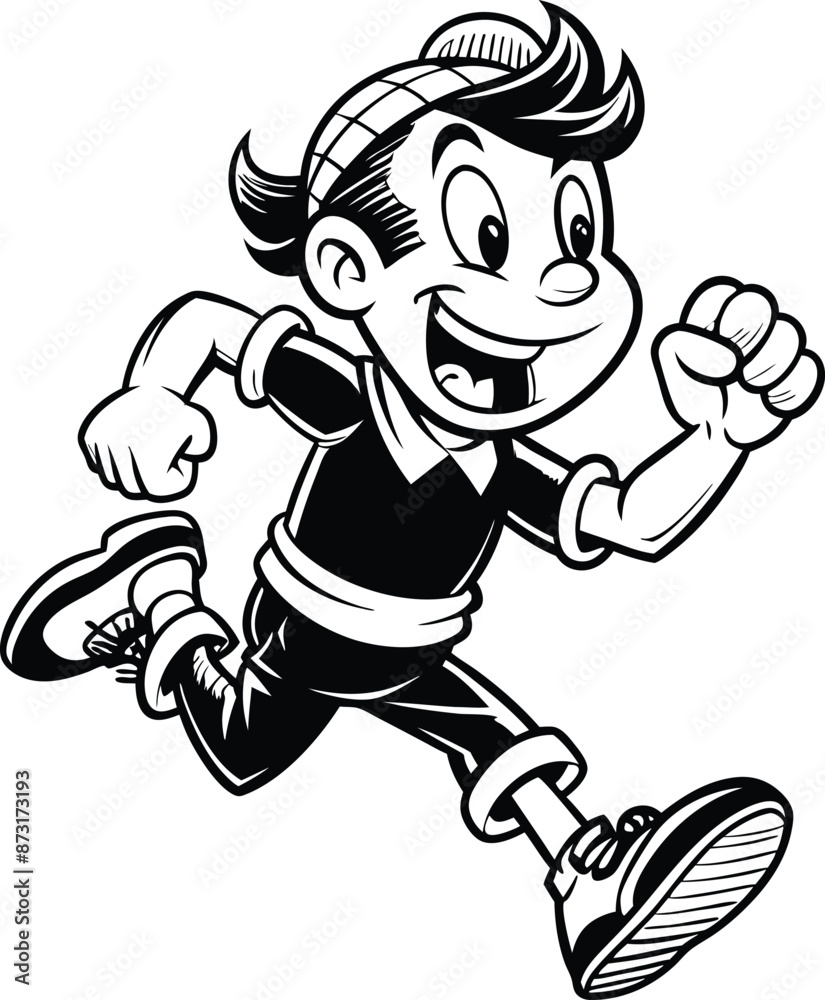 cartoon people running illustration black and white cartoon people running illustration black and white