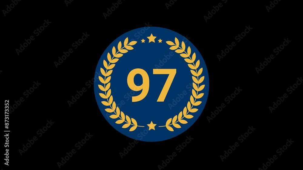97 Number laurel wreath badge animation 97 Number laurel wreath badge animation