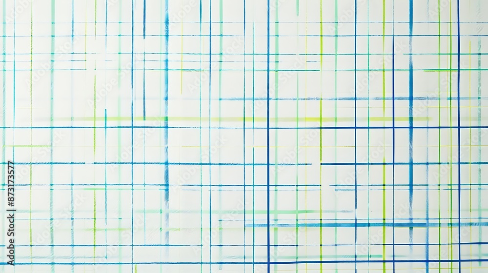 Digital grid with blue and green lines on a light grey background, minimal and modern