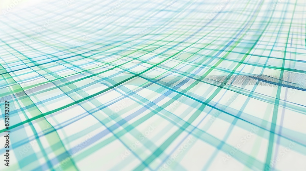 Digital grid with blue and green lines on a light grey background, minimal and modern Digital grid with blue and green lines on a light grey background, minimal and modern