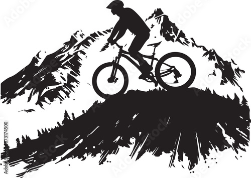 mountain biking silhouette vector