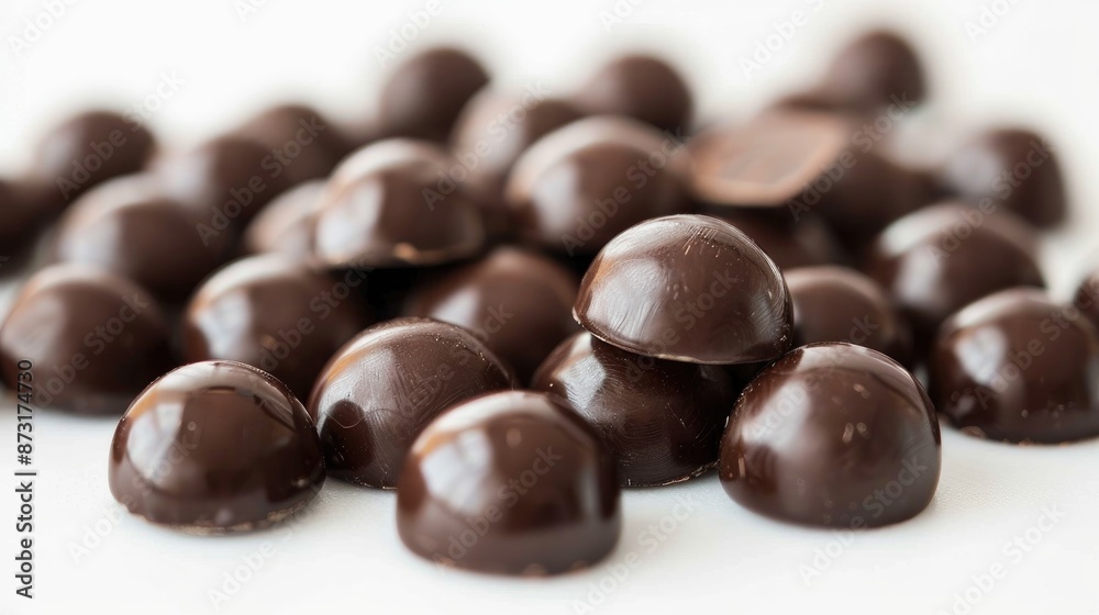 Dark chocolate pills or balls with a rich flavor Dark chocolate pills or balls with a rich flavor