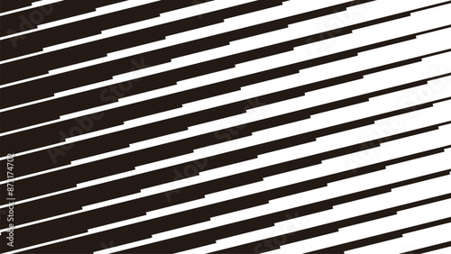 Black and white diagonal transition background. Smooth transition from black to white with straight broken lines. Vector Format Illustration 