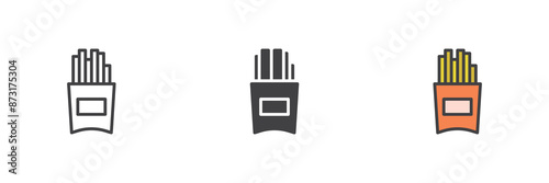 French fries different style icon set