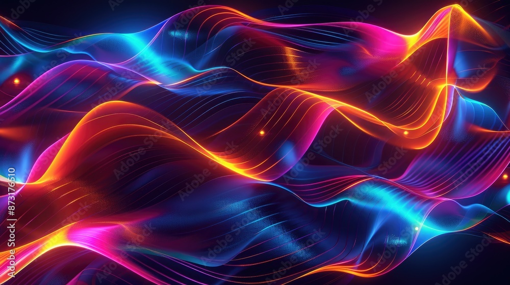 Fototapeta premium An abstract background with dynamic, flowing lines and bright neon colors.