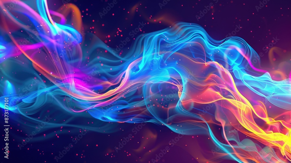 An abstract background with flowing lines and bright neon colors An abstract background with flowing lines and bright neon colors