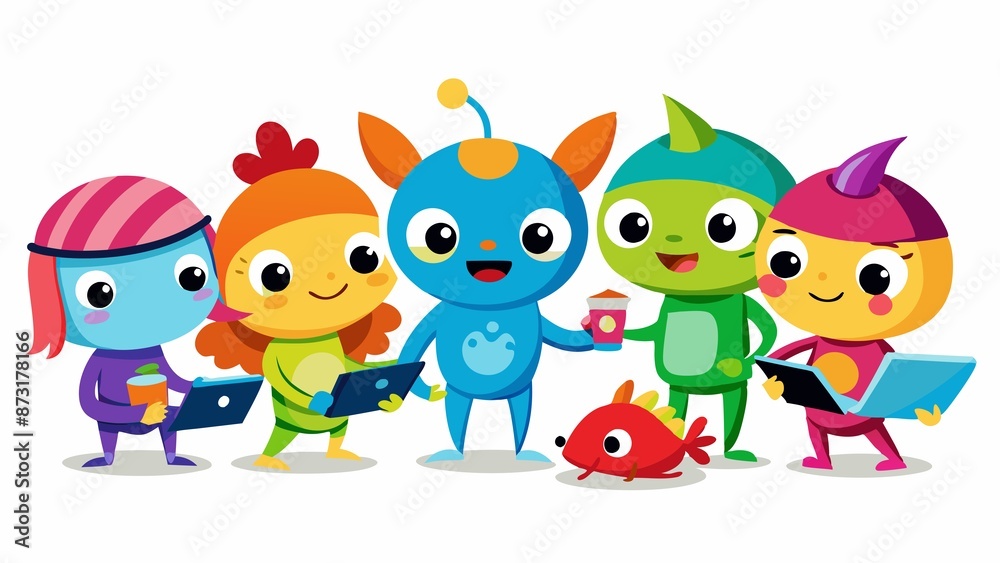 mission, teamwork, cartoon characters, Colorful cartoon characters ...