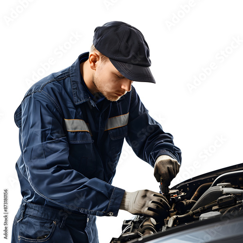 mechanic at work isolated on white background, detailed, png © King