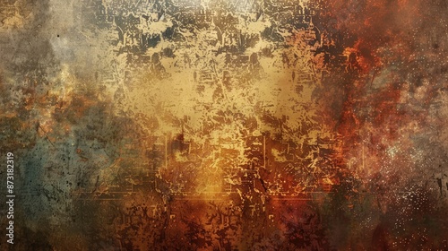 An abstract background with grungy textures and earthy colors. © Lcs