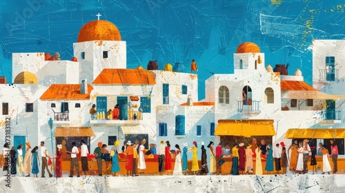 Abstract Representation of Lively Greek Fair

