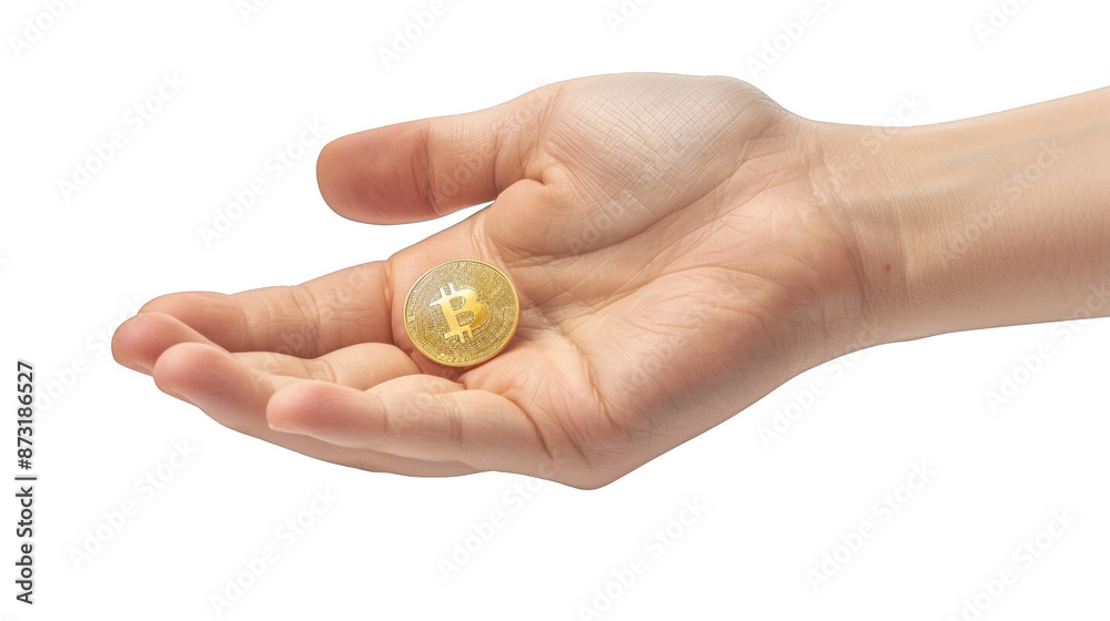 Hand Holding Bitcoin Cryptocurrency Coin Hand Holding Bitcoin Cryptocurrency Coin