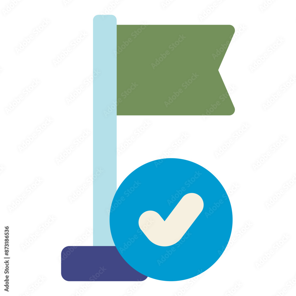 goal flag with check mark sign flat icon goal flag with check mark sign flat icon
