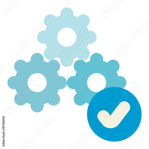 gear setting configuration with check mark sign flat icon