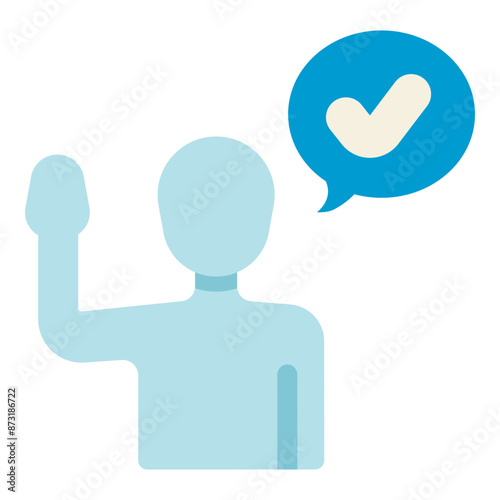 man raising hand agree gesture flat icon