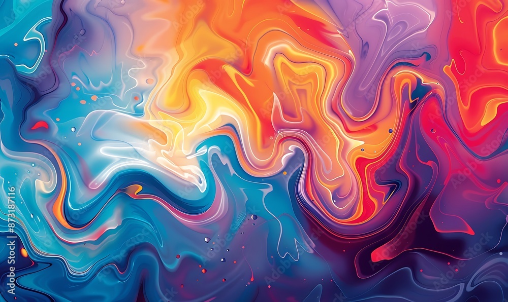 Fototapeta premium Vibrant Fluid Gradient with Swirling Colors, Abstract Dreamscape Wallpaper
