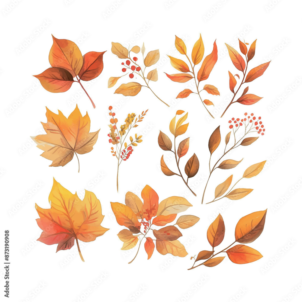 Obraz premium A collection of autumn leaves and flowers in various shades of yellow. Concept of warmth and nostalgia, evoking memories of fall and the changing of the seasons
