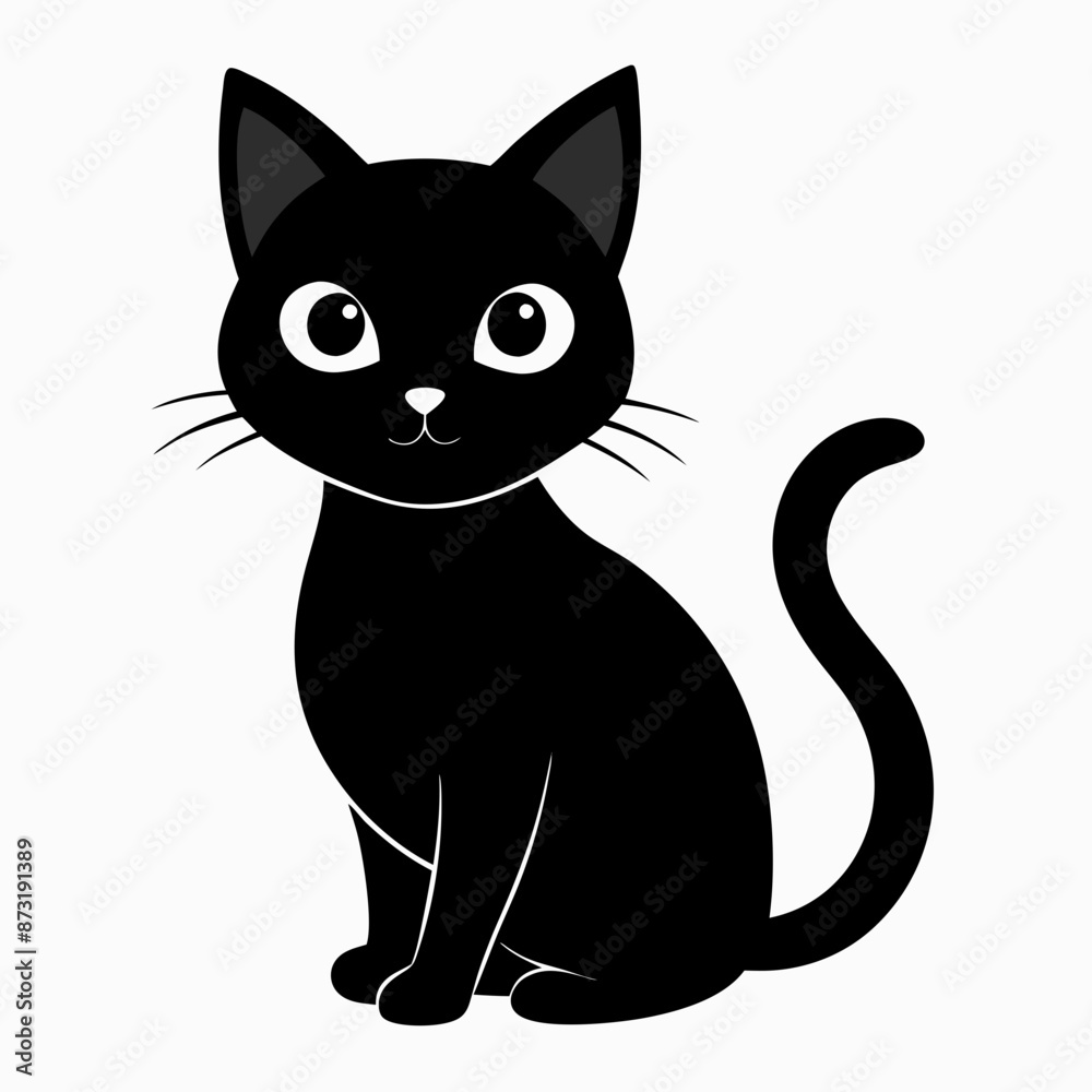 mini cat black vector silhouette
