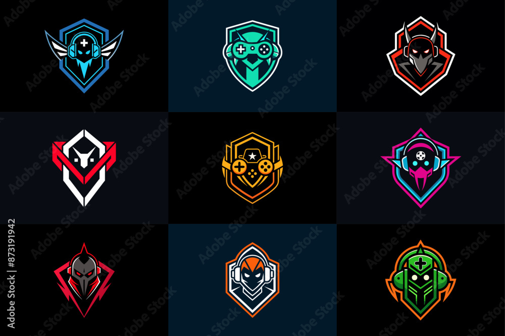 Modern mascot gaming logo set Modern mascot gaming logo set