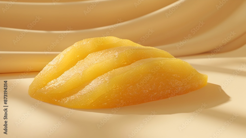 Mango and Sticky Rice Dessert on Cream Background with Copy Space Mango and Sticky Rice Dessert on Cream Background with Copy Space