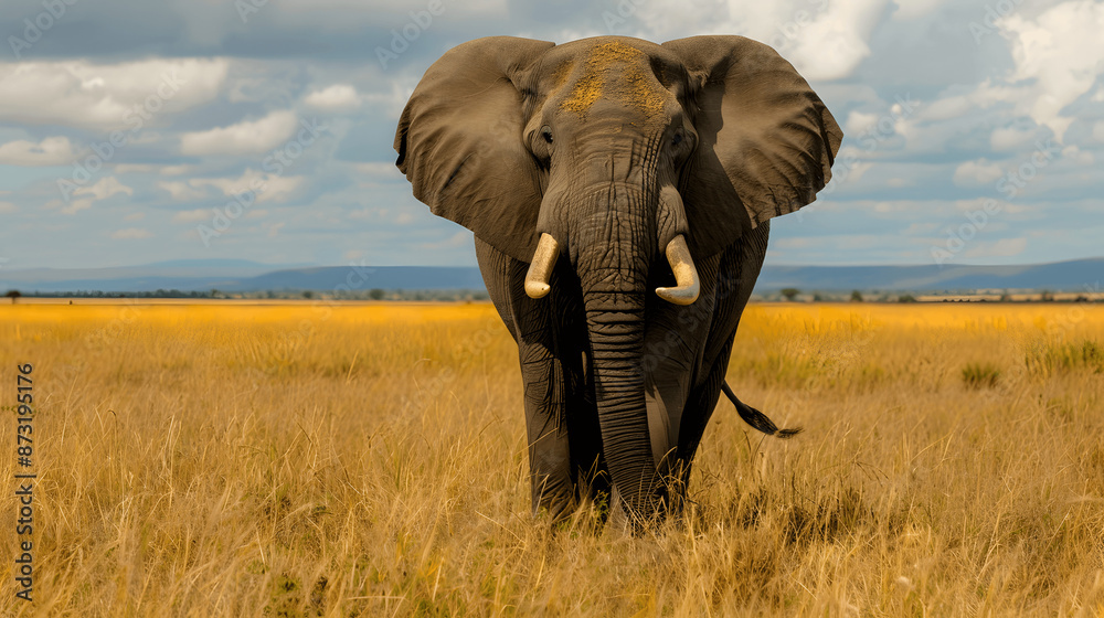 Fototapeta premium African elephant roaming in protected savanna