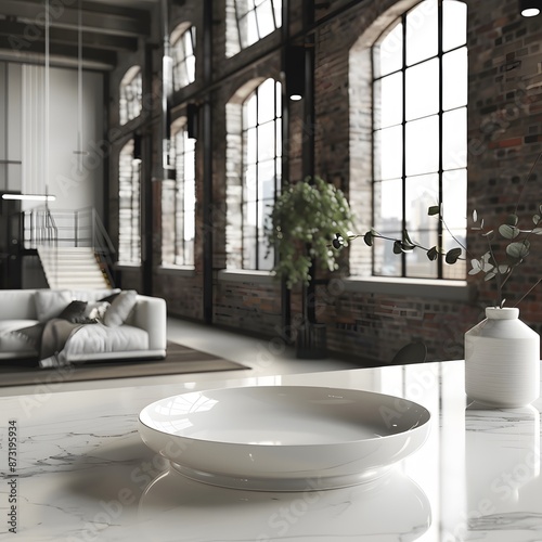 Empty dishes are in the living room. modern style