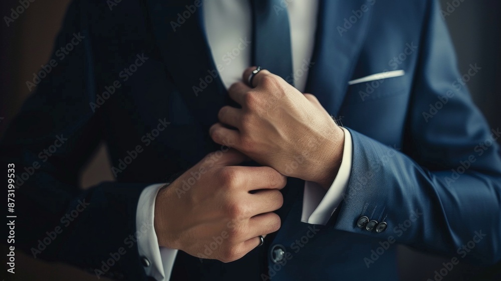 Professional Elegance: Businessman Adjusting Cufflinks Professional Elegance: Businessman Adjusting Cufflinks