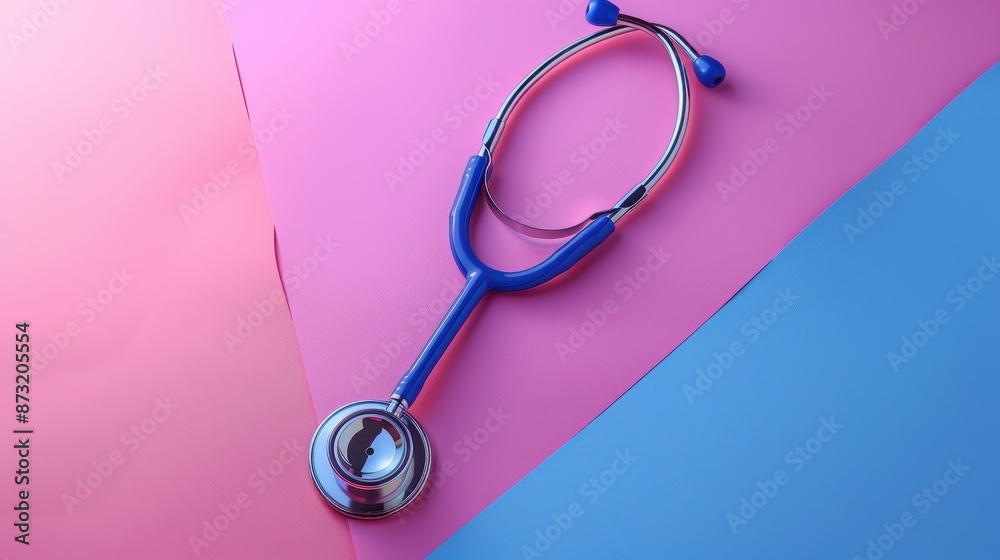 Fototapeta premium Stethoscope on a colorful background, free text space, illustration background