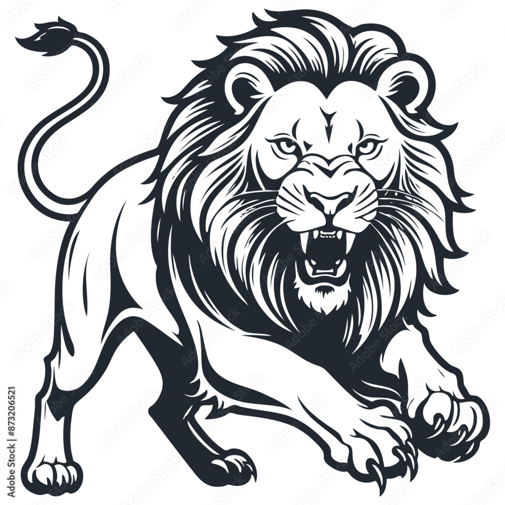 Attacking lion, vector illustration Attacking lion, vector illustration
