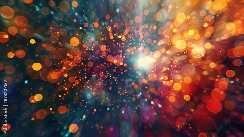 A comic bookstyle illustration showing the chaotic and unpredictable nature of supersymmetric particles through explosions of vibrant colors and shapes. A comic bookstyle illustration showing the chaotic and unpredictable nature of supersymmetric particles through explosions of vibrant colors and shapes.