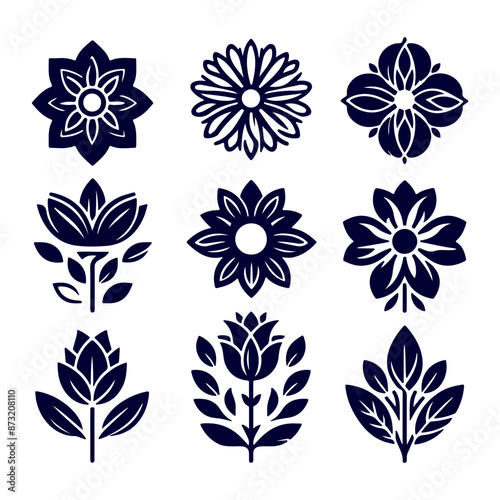 Creative Set of a Flower outline design