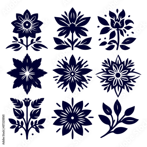 Creative Set of a Flower outline design