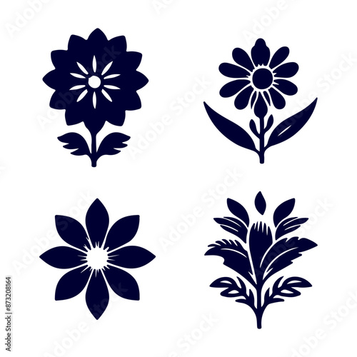 Creative Set of a Flower outline design