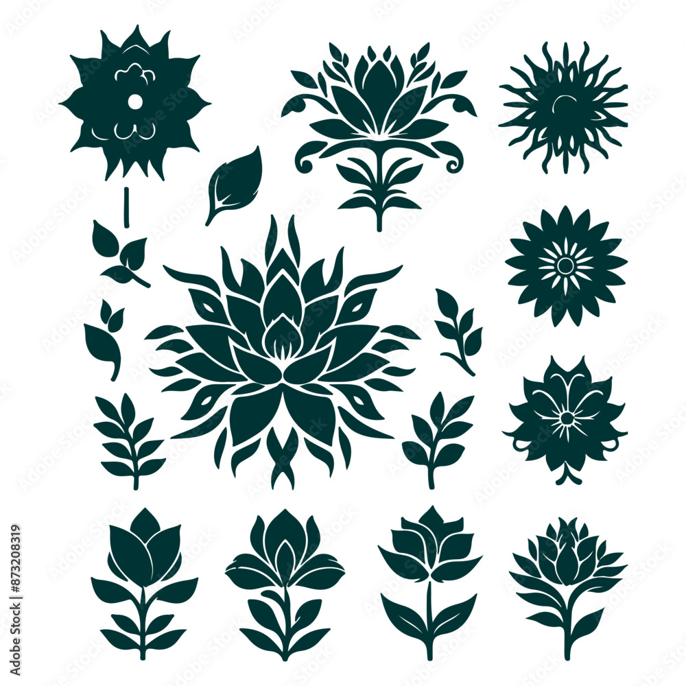 Fototapeta premium Creative Set of a Flower outline design