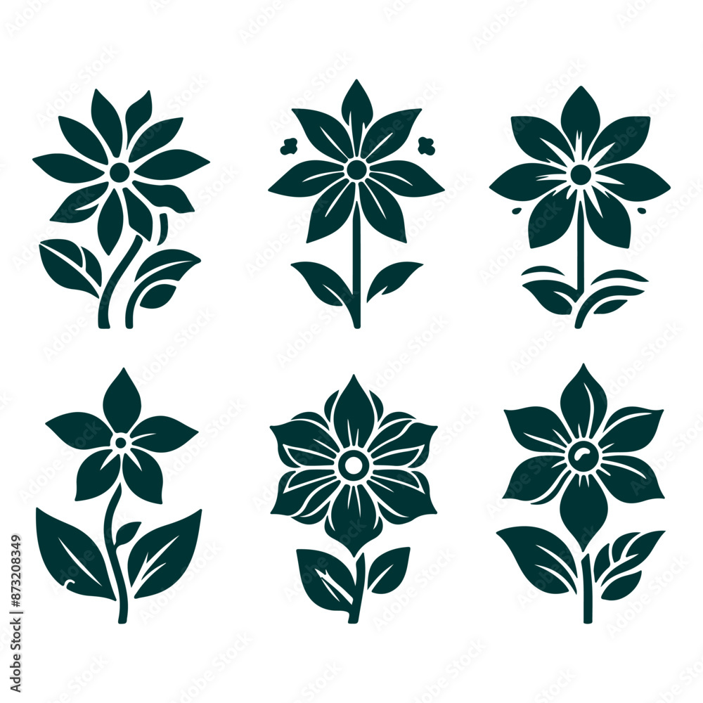 Creative Set of a Flower outline design