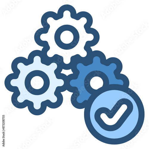 gear setting configuration with check mark sign icon