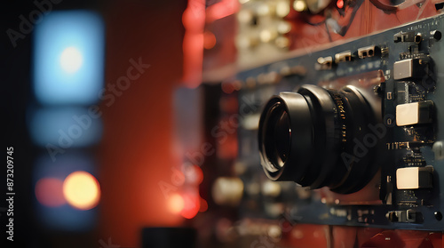 a close up of a camera on a display