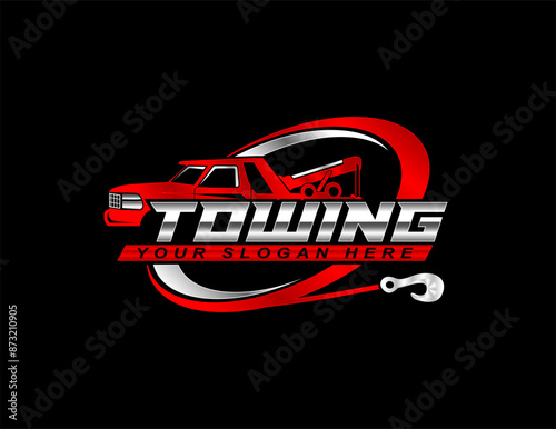 towing service logo template vector illustration for automotive on black background