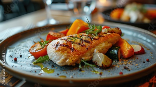 Wallpaper Mural Succulent Grilled Chicken Breast with Vegetables Served in a Trendy Restaurant Torontodigital.ca