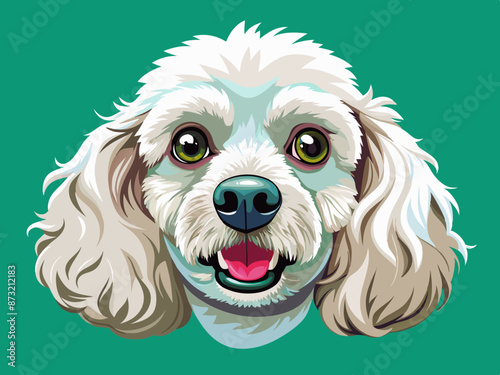 Funny muzzle of purebred dog, white poodle isolated on background. 