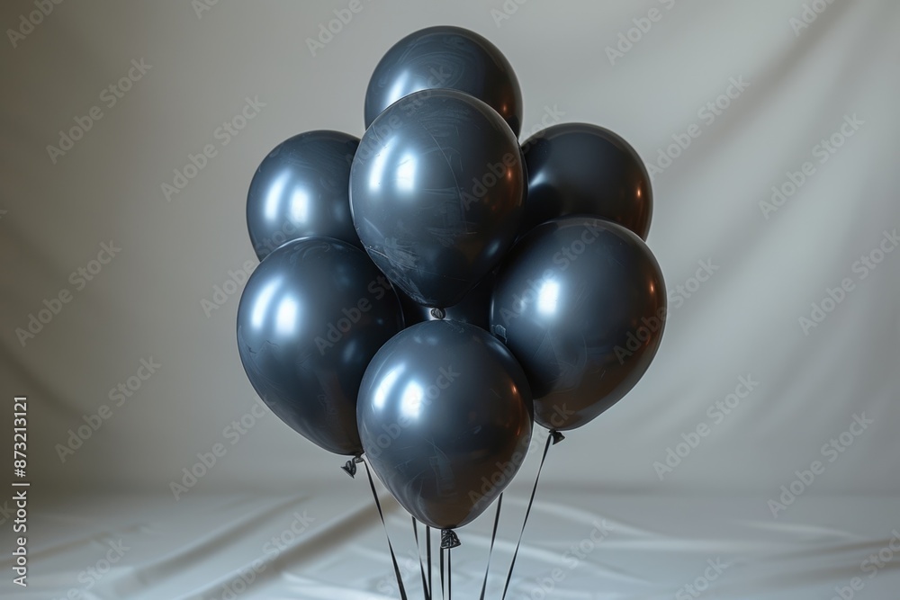 Cluster of Black Balloons Against a Softly Lit Background Cluster of Black Balloons Against a Softly Lit Background