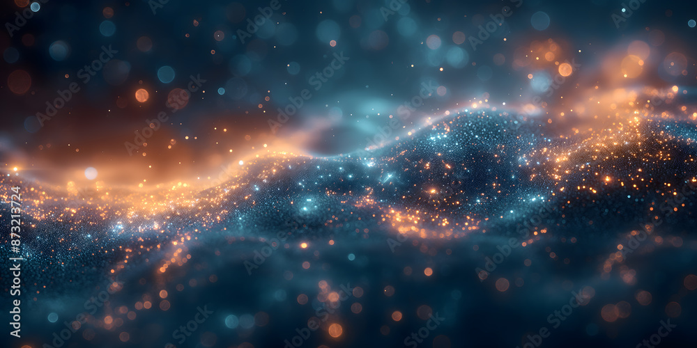 Abstract Particle Wave Background with Glowing Dots and Dynamic Motion Abstract Particle Wave Background with Glowing Dots and Dynamic Motion