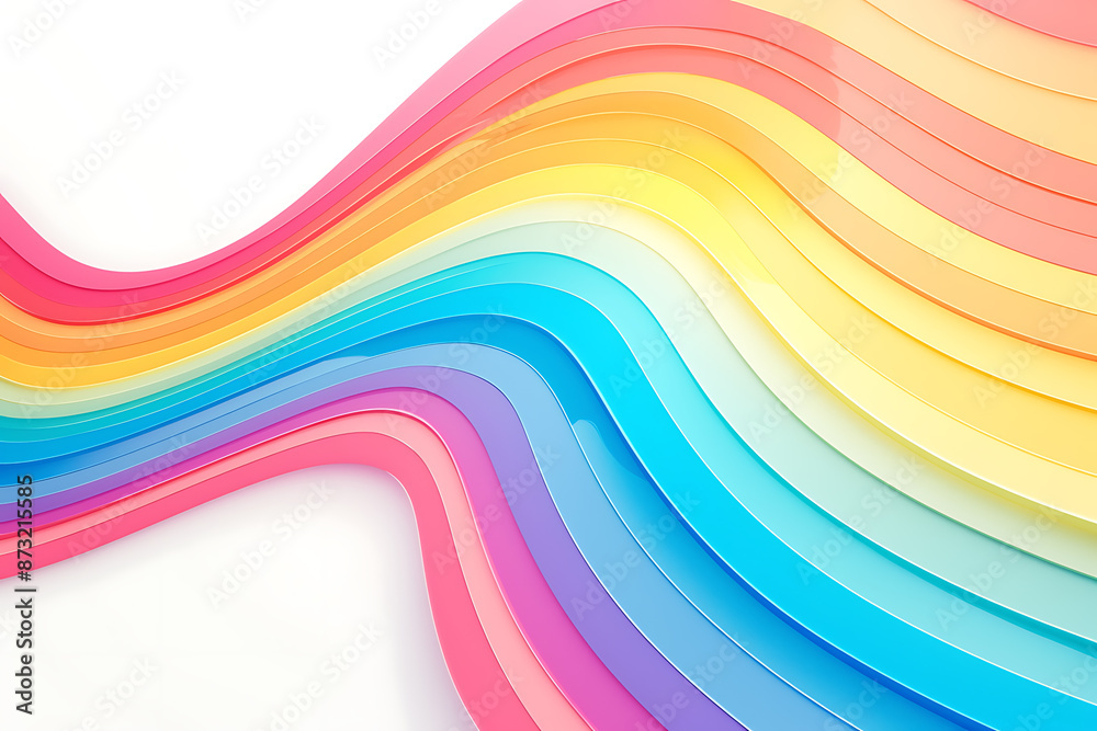 Cartoon rainbow rendered on a white background, featuring bright and vibrant colors in a smooth, arched shape, perfect for cheerful and playful designs. Cartoon rainbow rendered on a white background, featuring bright and vibrant colors in a smooth, arched shape, perfect for cheerful and playful designs.
