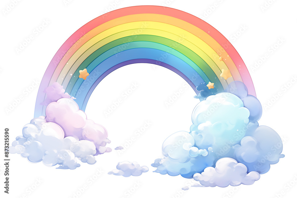 Cartoon rainbow rendered on a white background, featuring bright and vibrant colors in a smooth, arched shape, perfect for cheerful and playful designs Cartoon rainbow rendered on a white background, featuring bright and vibrant colors in a smooth, arched shape, perfect for cheerful and playful designs