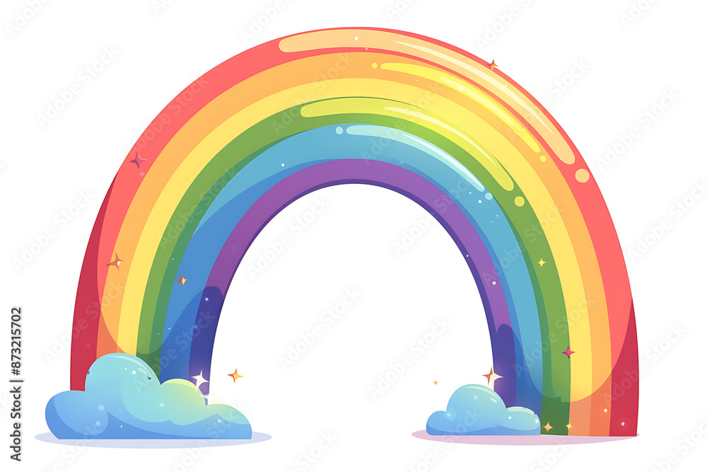 Cartoon rainbow rendered on a white background, featuring bright and vibrant colors in a smooth, arched shape, perfect for cheerful and playful designs. Cartoon rainbow rendered on a white background, featuring bright and vibrant colors in a smooth, arched shape, perfect for cheerful and playful designs.