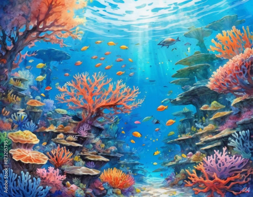 Coral Reef's landscape anime style