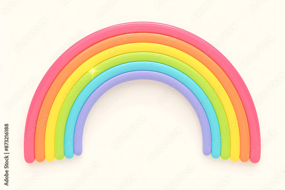 Cartoon rainbow rendered on a white background, featuring bright and vibrant colors in a smooth, arched shape, perfect for cheerful and playful designs. Cartoon rainbow rendered on a white background, featuring bright and vibrant colors in a smooth, arched shape, perfect for cheerful and playful designs.